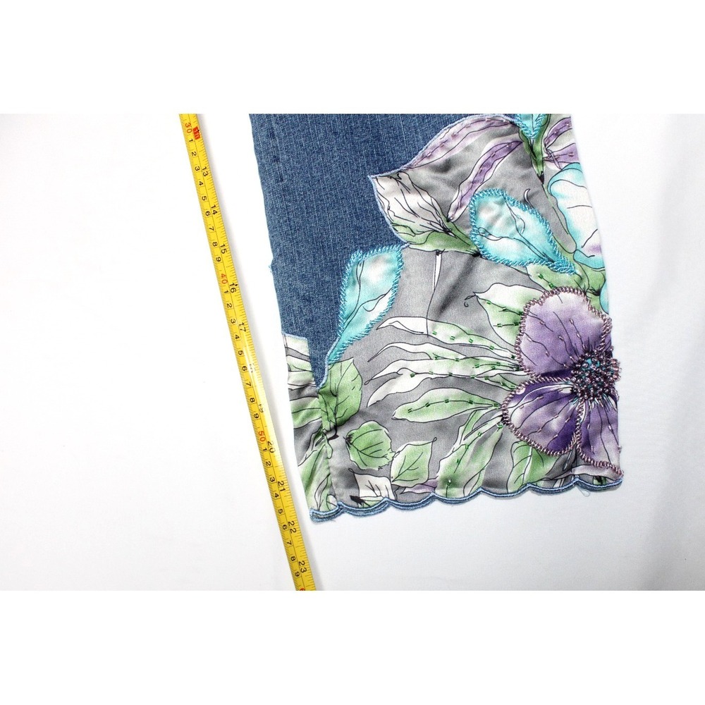Soft Surroundings Nevaeh Floral Beaded Fairy Cropped Denim Jeans Pants Women 10P - Picture 12 of 15